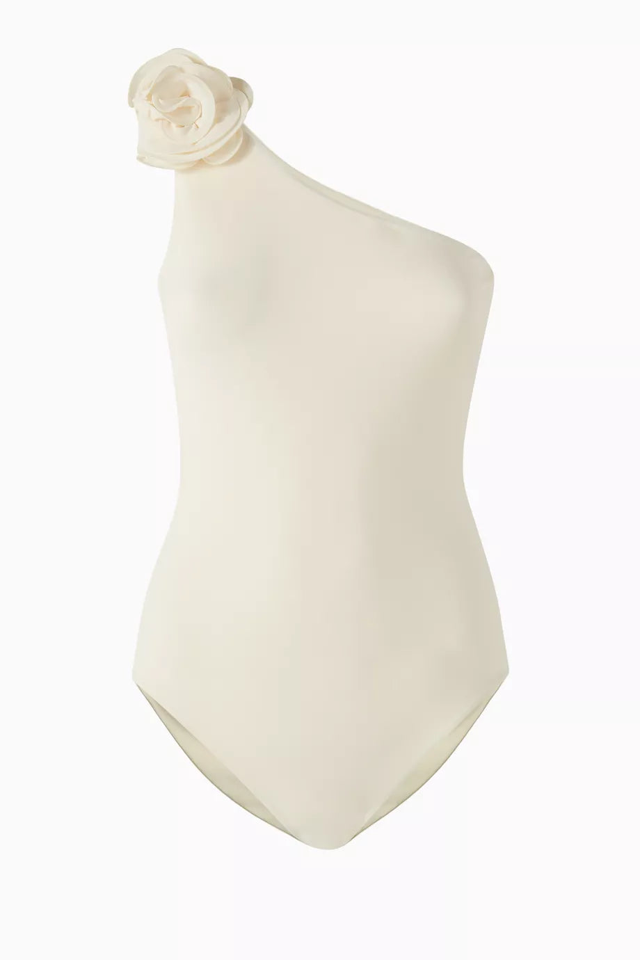 Embellished One Shoulder Swimsuit Cream