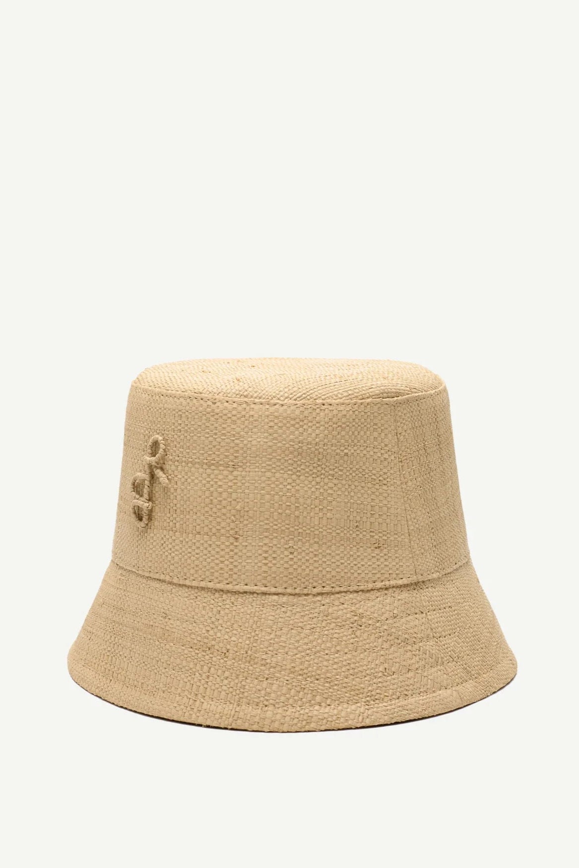 Monogram-embellished Straw Bucket Hat