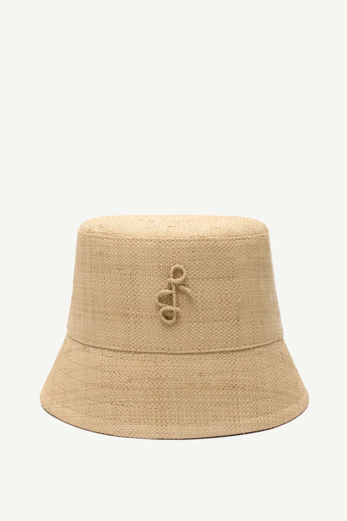 Monogram-embellished Straw Bucket Hat