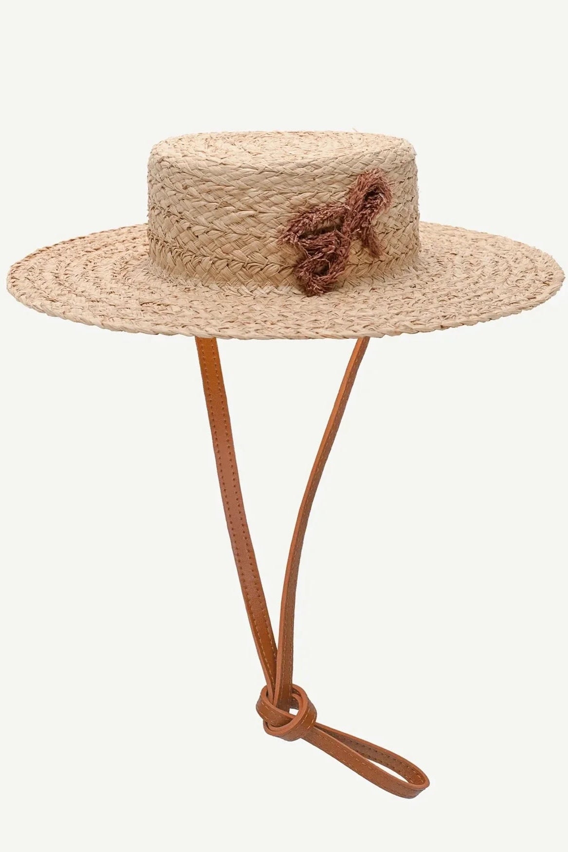 Monogram-embellished Straw Boater Hat