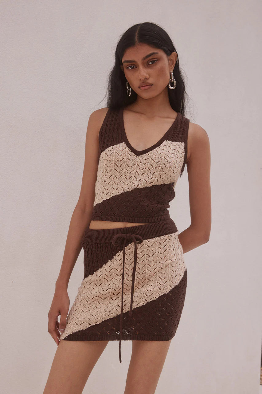 Julie Mini Set in Sand/Chocolate