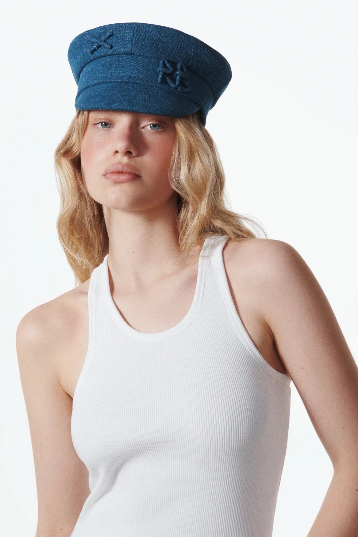 Logo-embellished Denim Baker Boy Cap