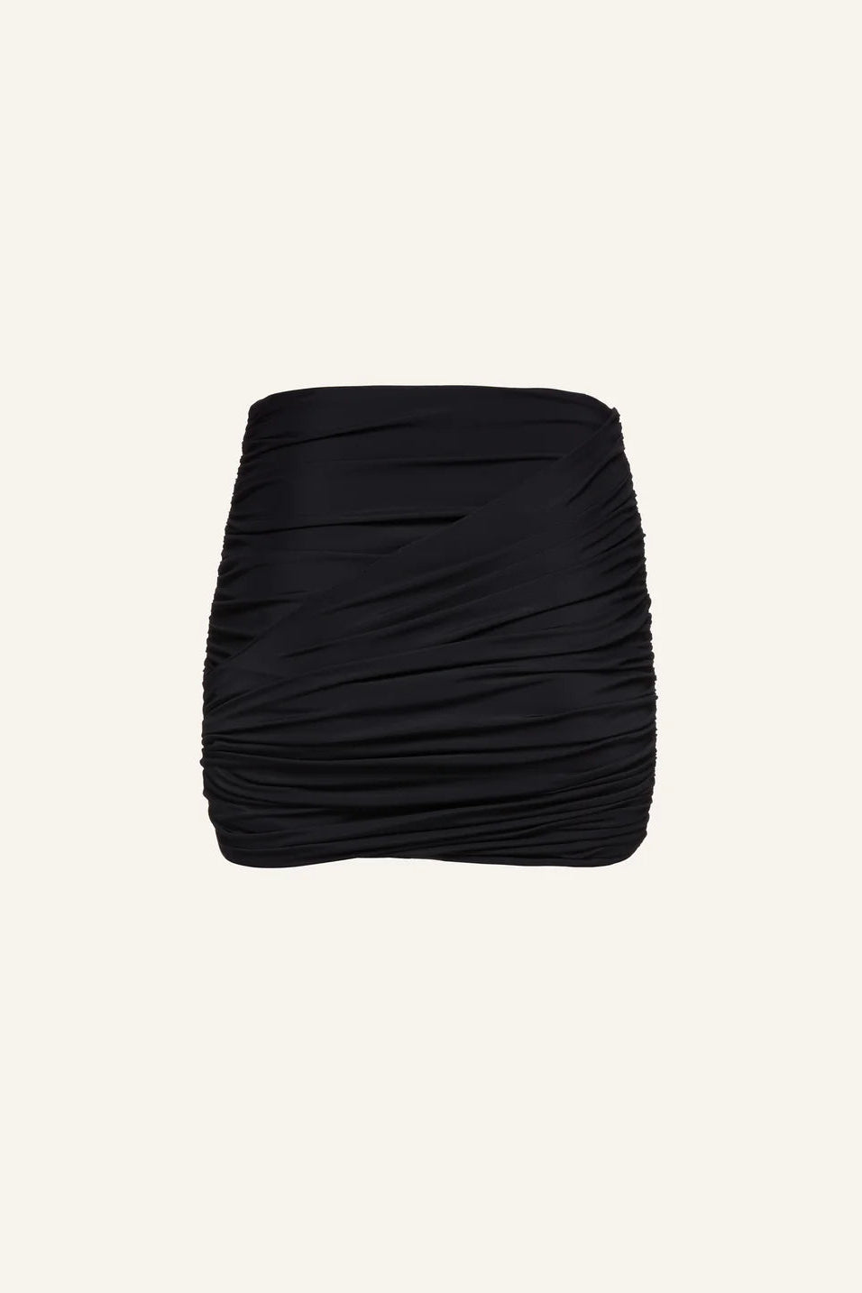 Draped Mini Swim Skirt in Black