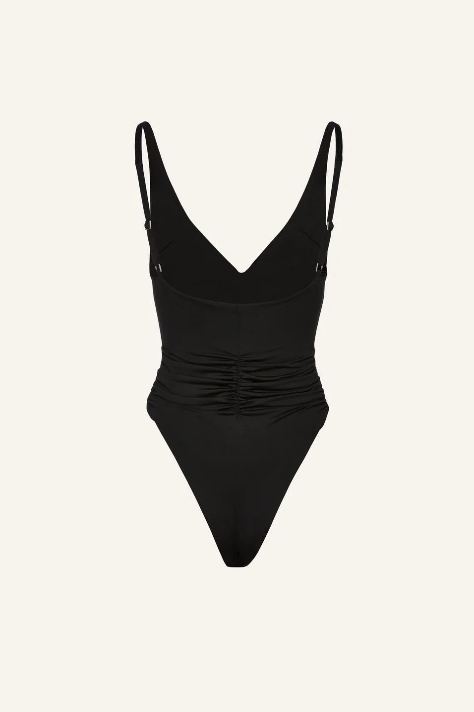Ruched Flower One-piece Swimsuit Black