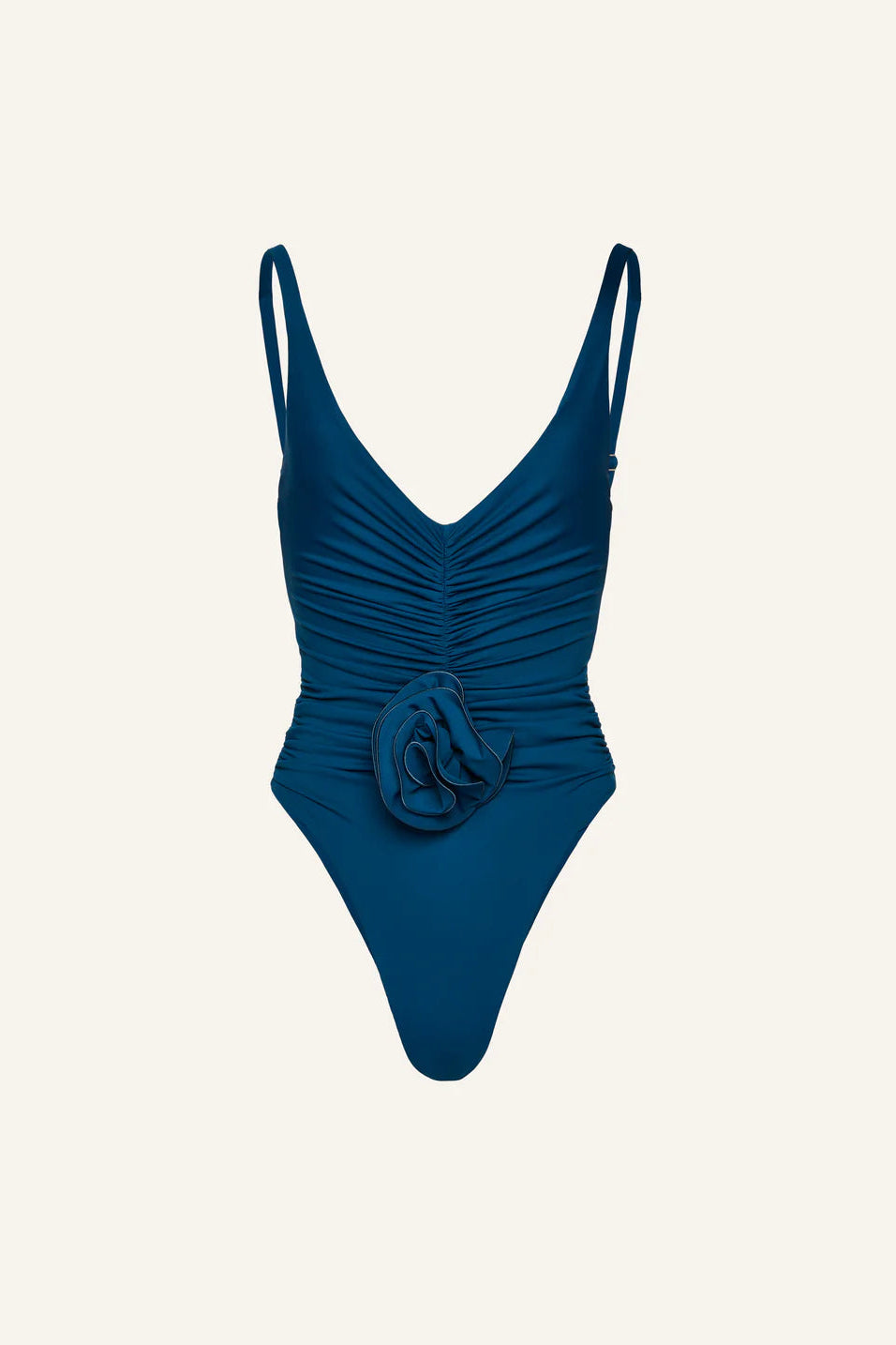 Ruched Flower One-piece Swimsuit Ocean Blue