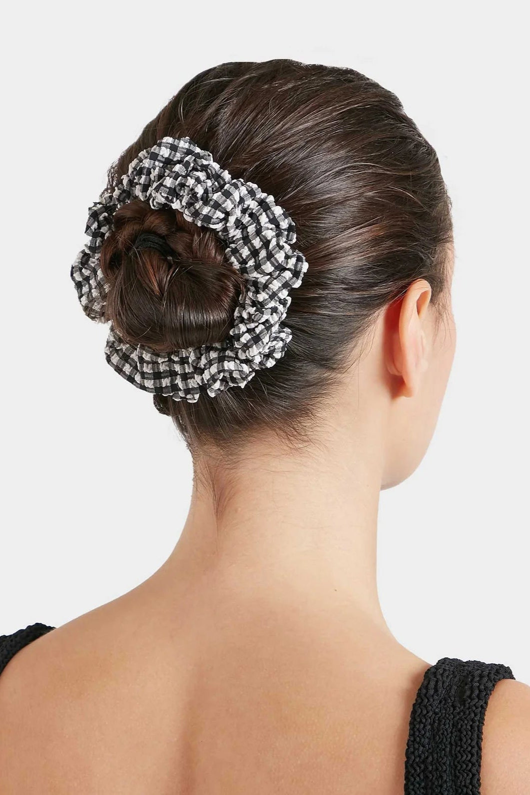 Hair Scrunchie Gingham Black