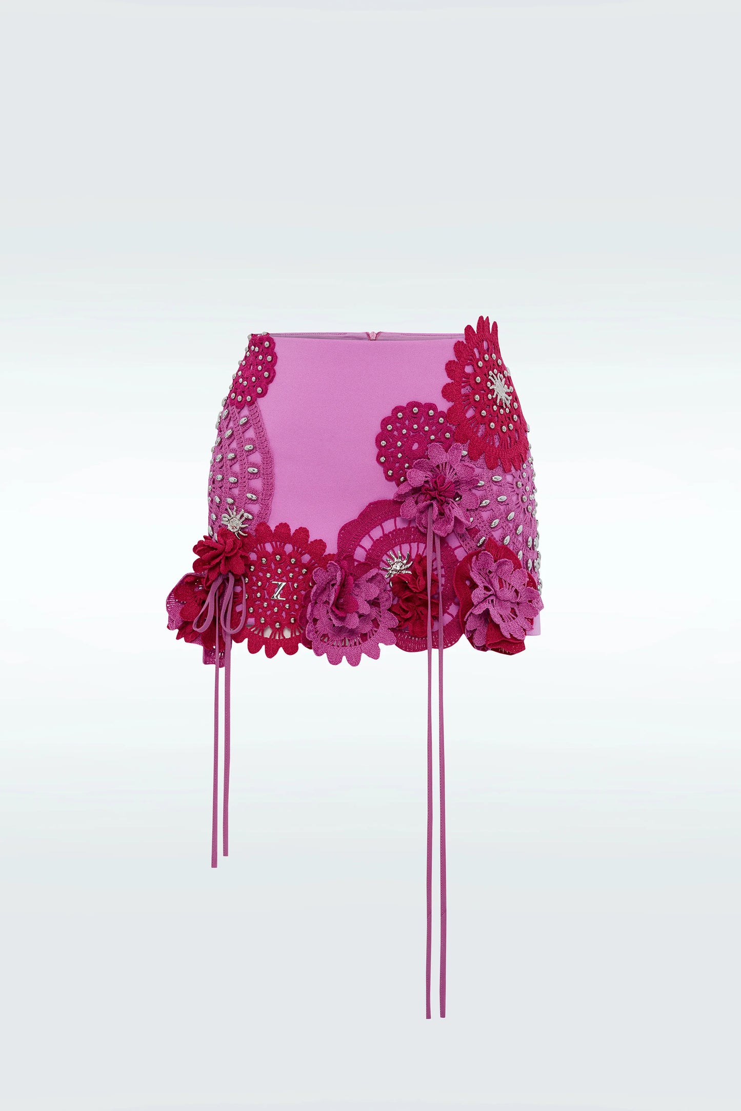 Flower Stud Skirt Pink