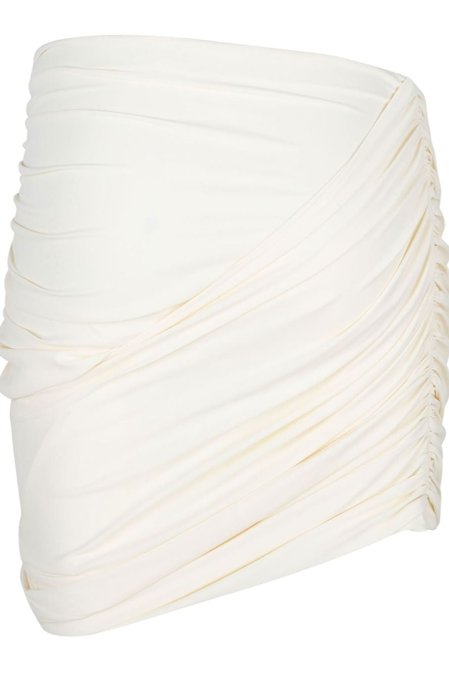 Draped Mini swim skirt in Cream