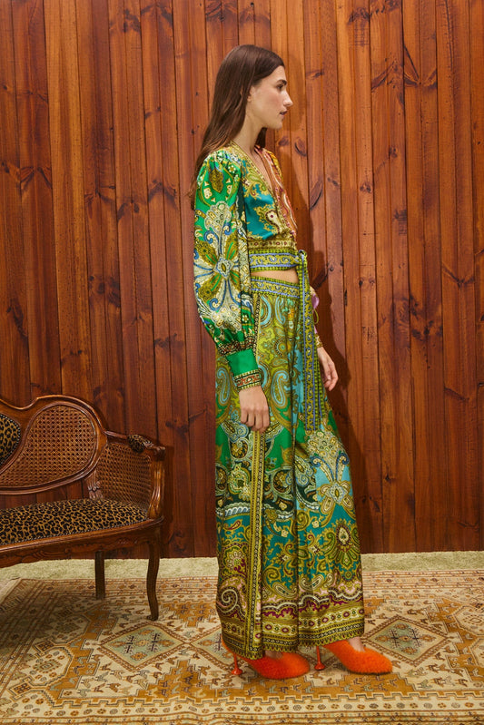 Clemanza Silk Blouse & Pant Set